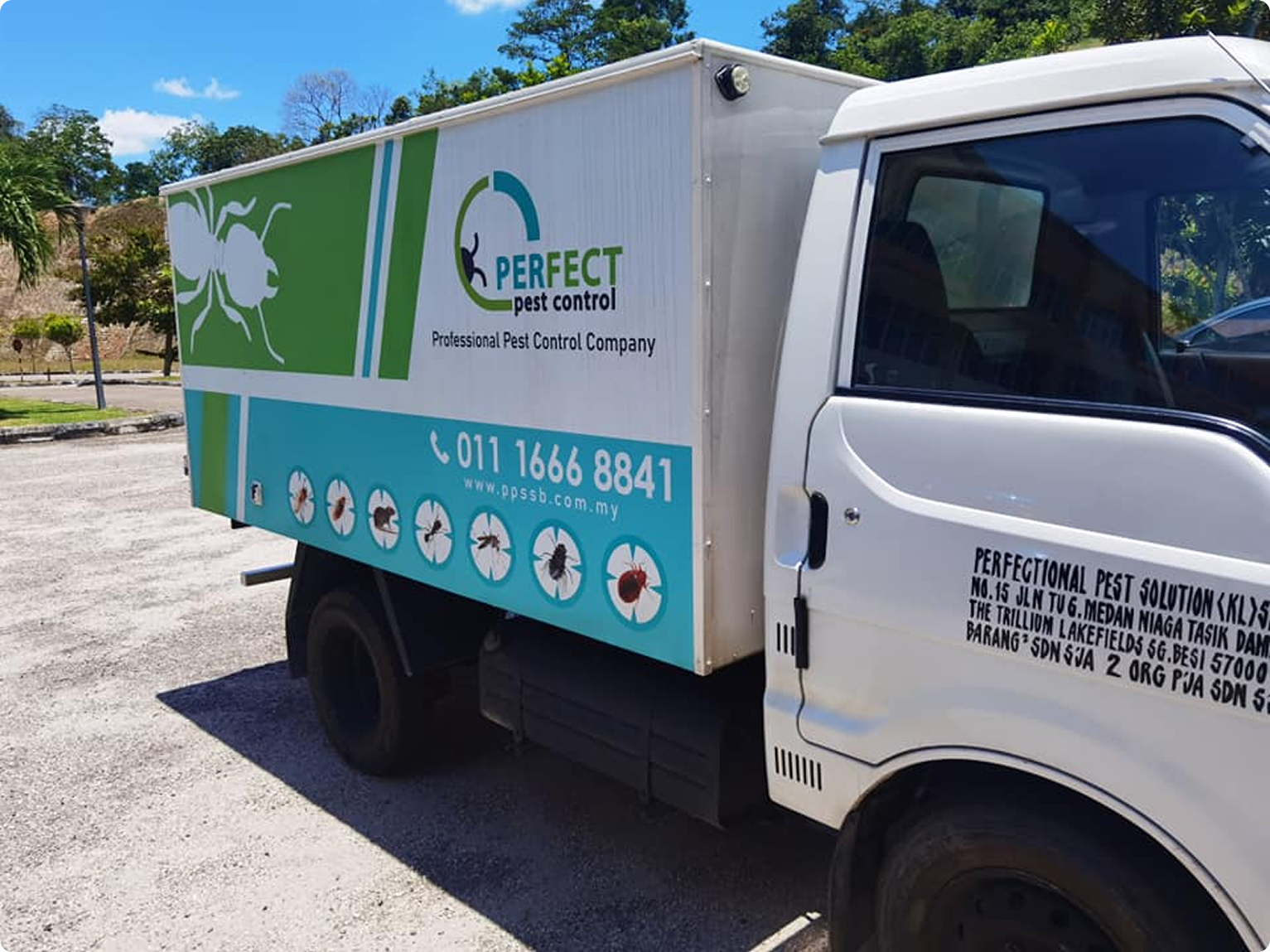 Pest control service truck